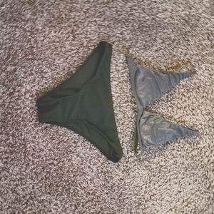 Green triangle top from aerie with black bottom.